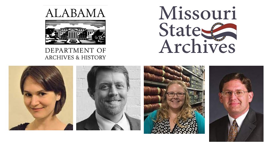 ADAH & Missouri State Archives logos
Images of Meredith McDonough, Steve Murray, Christina Miller, and John Dougan