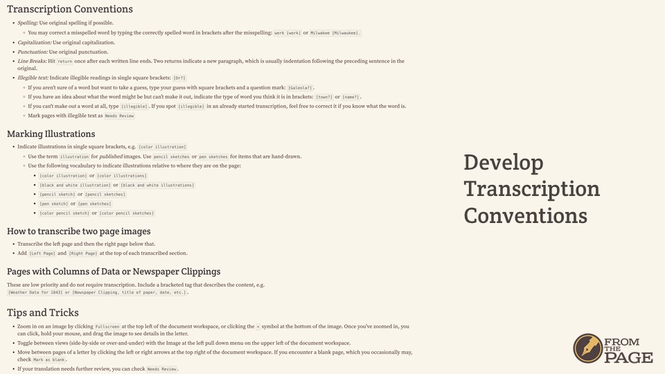 Develop Transcription Conventions